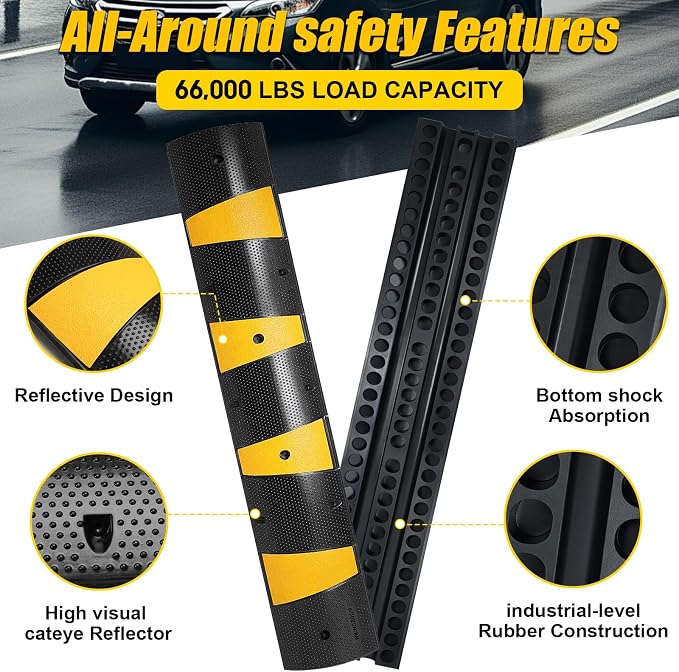 2 Channel Rubber Speed Bumps Humps, 6 Feet Long Traffic Driveway Ramp - Image 6