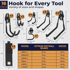 16 Pack Steel Heavy Duty Garage Hooks Storage Hooks - Image 2