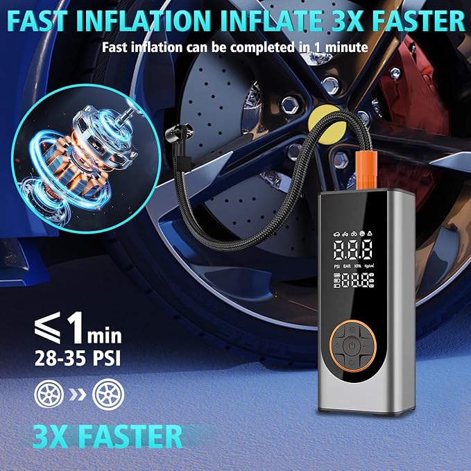 LiveGo Tire Inflator Portable Air Compressor, 150 PSI Cordless Air Pump - Image 2