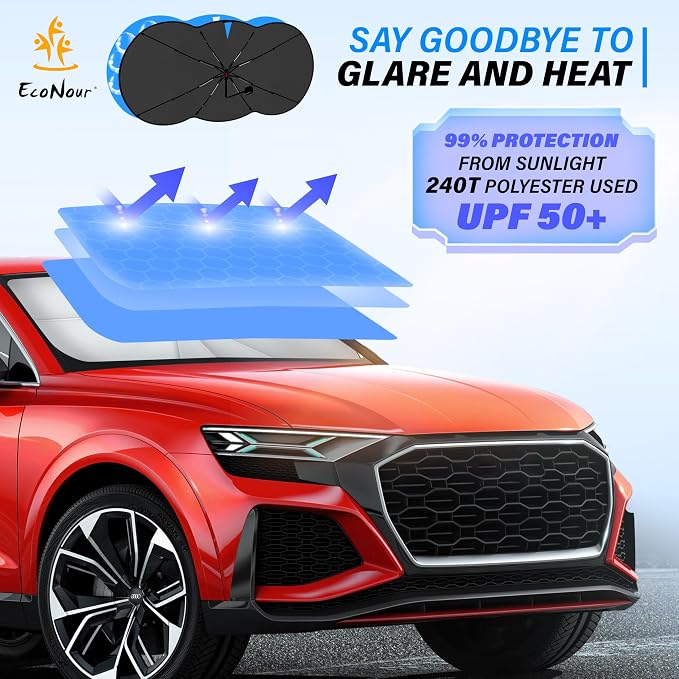 EcoNour Car Windshield Sunshade Umbrella | Foldable Car Umbrella Sun Shade - Image 2