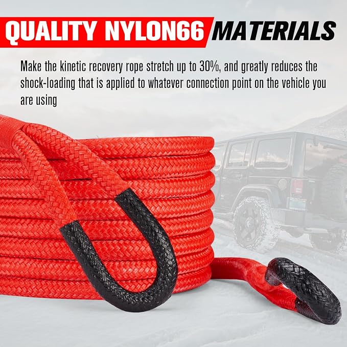 FieryRed 3/4” x 20FT Kinetic Recovery Rope Kit - Image 3