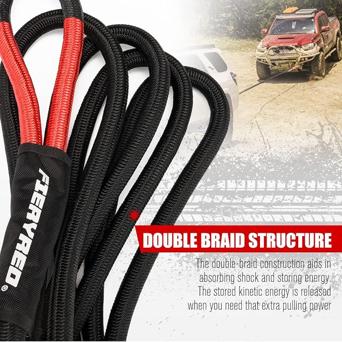 FieryRed Kinetic Energy Recovery Rope 30FT 7/8 Inch- Power Stretch Snatch Strap - Image 3