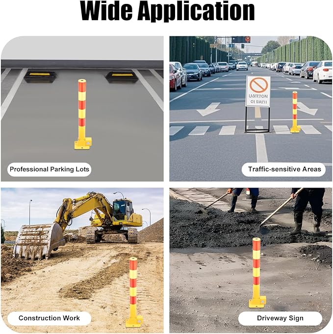 23In Q195 Iron Pipe Safety Bollard Yellow & Red Parking Barrier, Automatic - Image 2