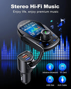 Bluetooth FM Transmitter in-Car Wireless Radio Adapter Kit W 1.8" Color Display - Image 2