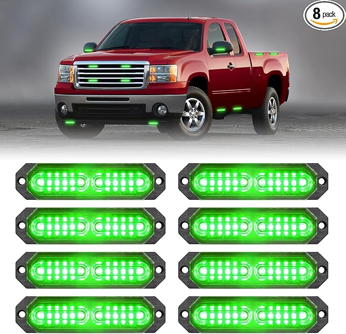 HLauto 1200T Emergency Strobe Grille Lights: 8pcs 12 LED Sync Feature Safety by HLauto
