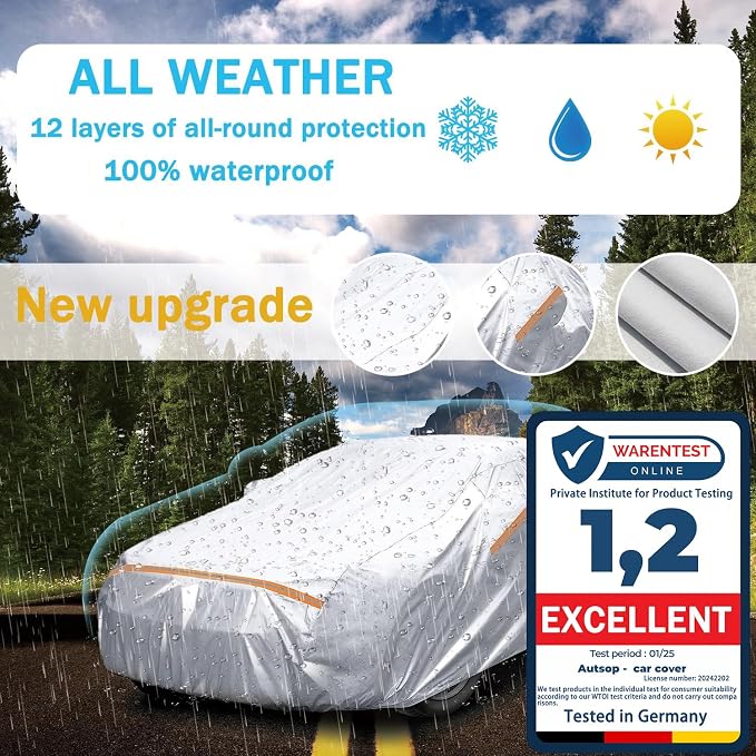 Autsop SUV Car Cover Waterproof All Weather, 12-Layer Car Covers - Image 2