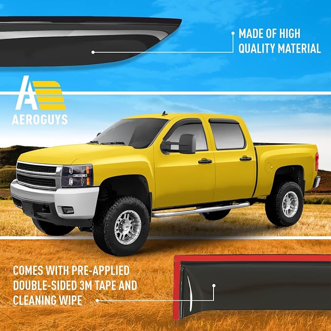 Extra Durable Window Deflectors Tape-On Window Visors Rain Guards Fit - Image 6