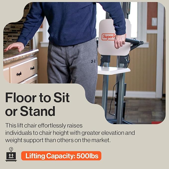 SuperHandy GoRise Electric Floor to Stand Lift – 500 Lbs Capacity, Standing - Image 3