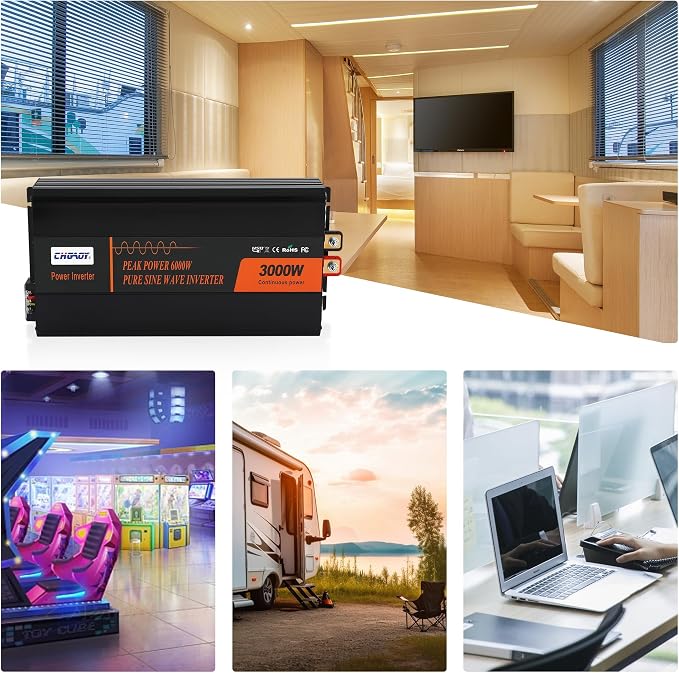 3000W Pure Sine Wave Inverter 12V DC to 120V AC Converter - Image 2