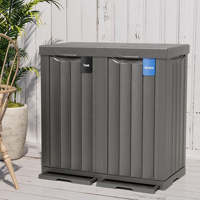 EAST OAK 62 Gallon Outdoor Trash Can | Waterproof Resin Garbage Can - Image 9