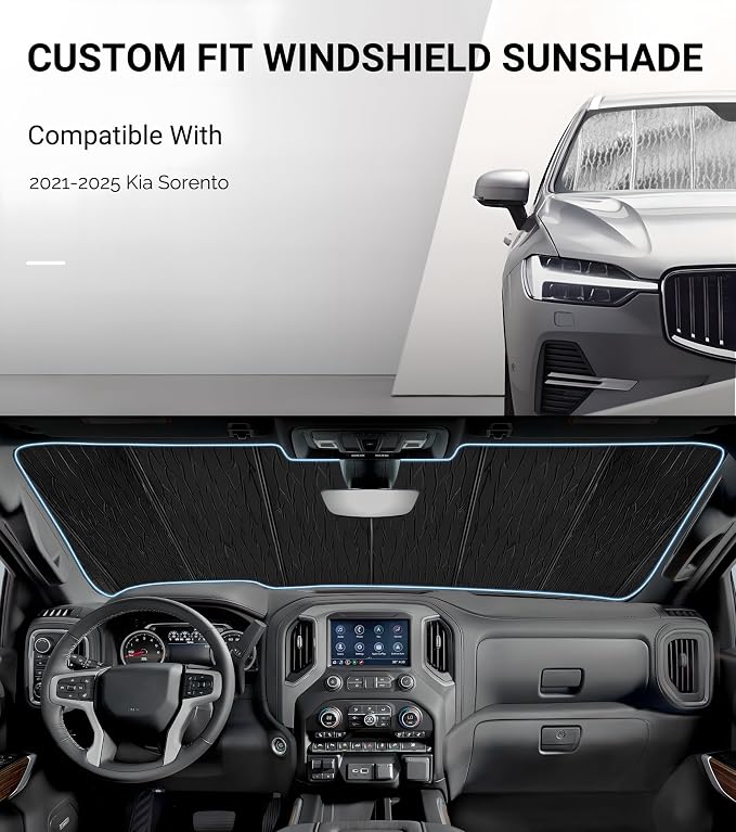 Windshield Sun Shade for Kia Sorento 2021-2025, Front Window Sunshade Shield - Image 2