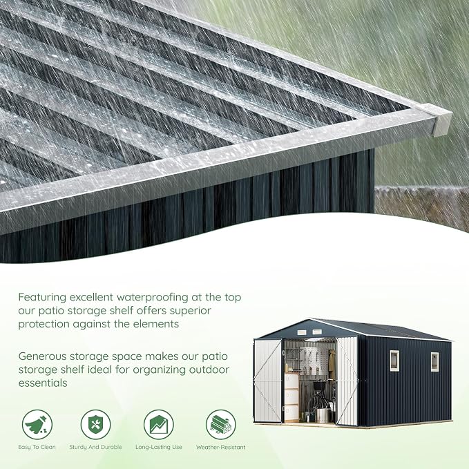 10X12X7.5 FT Outdoor Steel Storage Shed - Image 9