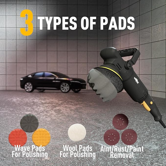 6" Dual Action Buffer Polisher, 1200w polisher, 6 Variable Speed Car Buffer - Image 3