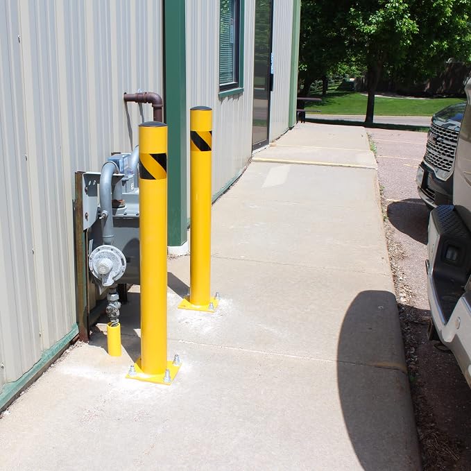 BISupply Safety Bollard Post Parking Barrier 3 Pack - 42in Yellow Pipe Bolt - Image 5