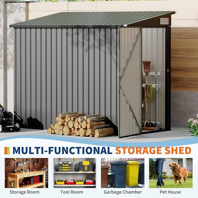 4' x 8' Outdoor Lean to Storage Sheds Outdoor, Heavy-Duty Lean to Garden - Image 3