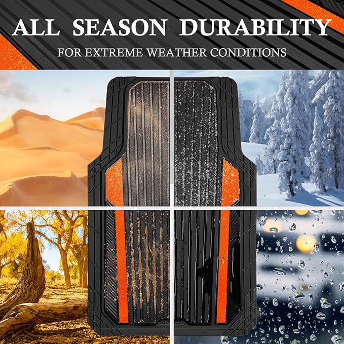 CAR PASS Heavy Duty Rubber Car Mats Metallic, Aluminum Film All Weather Floor - Image 3