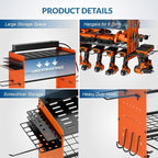 Power Tool Organizer with Charging Station, 4 Layers Garage Storage Rack with 6 - Image 4
