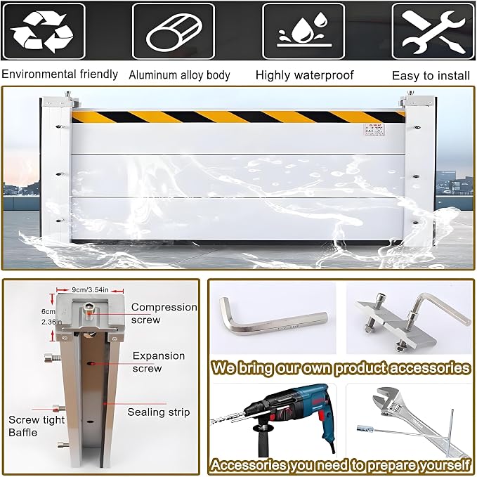 Flood Barriers for Home Exterior, Aluminum Alloy Outdoor Garage Doors Water - Image 6