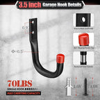 Nacial 20 Pack Garage Hooks Heavy Duty, 9.8" & 3.5" Garage Wall Hook - Image 4