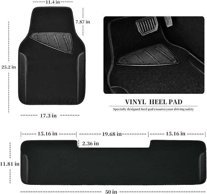 CAR PASS Waterproof Universal Faux Leather 3Pcs Car Floor Mats, Set of Vehicles - Image 2