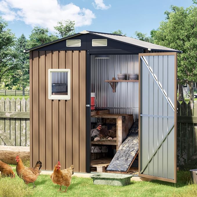 6x4 FT Outdoor Metal Storage Shed, Single Door, 1 Clear Window, Tool Shed - Image 7