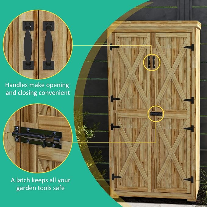 Wooden Garden Shed, Outdoor Storage Cabinet - Image 4