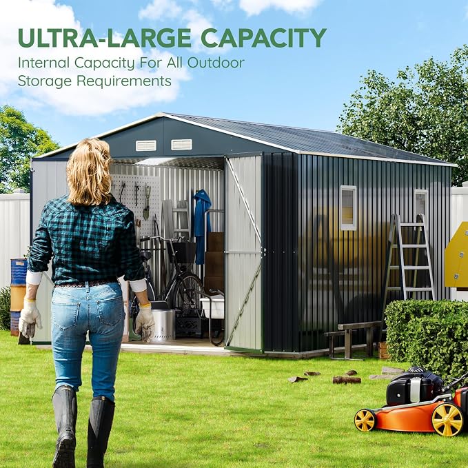 10X12X7.5 FT Outdoor Steel Storage Shed - Image 8