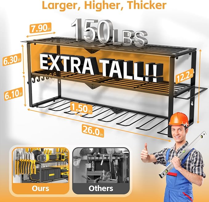 Power Tool Organizer Wall Mount Cordless, 15 Min Fast Install Metal Garage Tool - Image 2