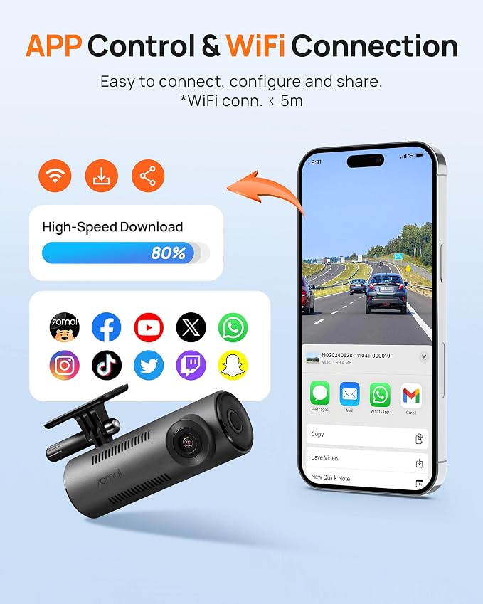 70mai Dash Cam M310, Dash Camera - Image 8