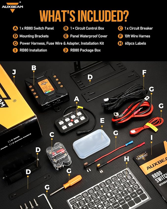 Auxbeam 8 Gang Switch Panel RB80 Toggle Momentary Pulsed RGB Dimmable Switch - Image 7