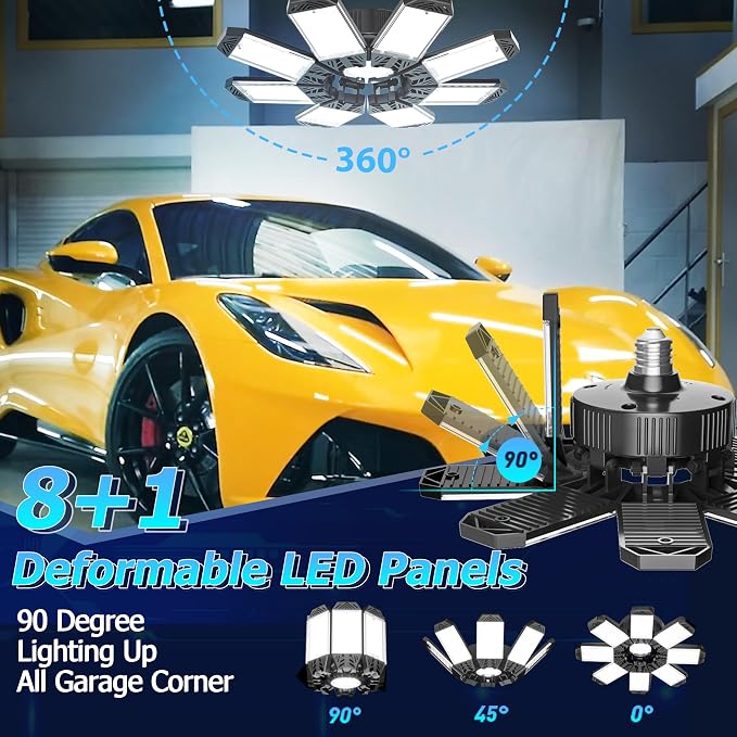 ISKYDRAW LED Garage Lights, 4 Pack Garage Lighting 260W 26000LM Bright Shop - Image 2