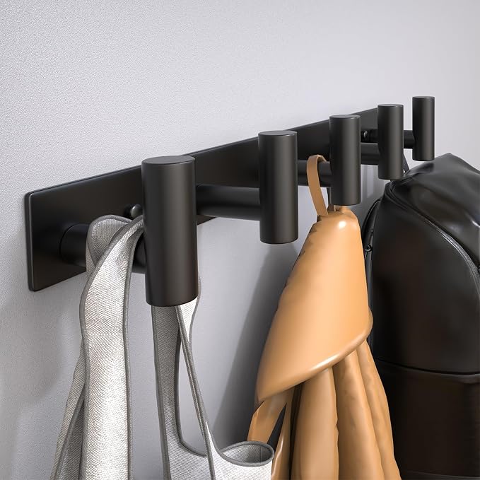 Coat Rack Wall Mounted with 5 Hooks, Metal Wall Hooks - Image 3
