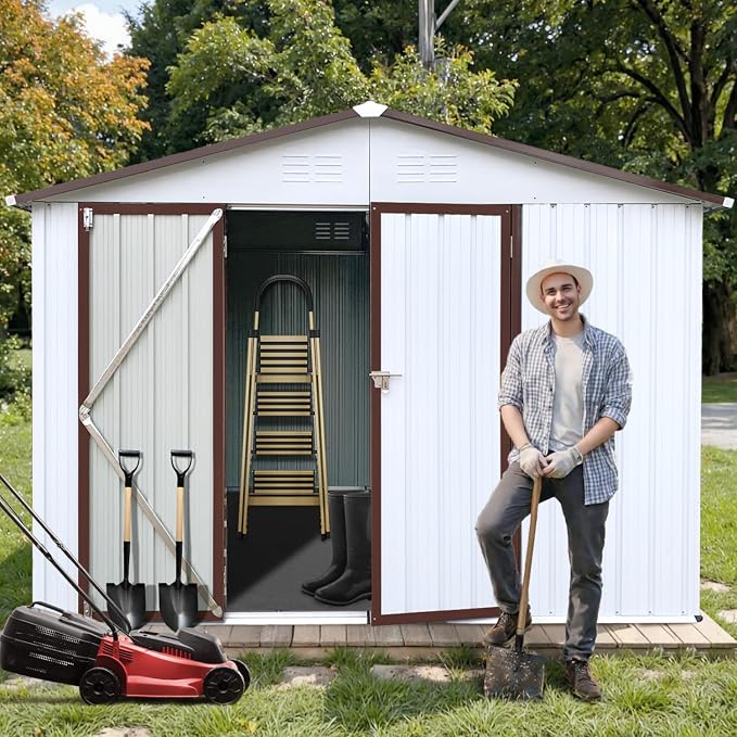 10' x 8' XL Outdoor Storage Shed, Sturdy Metal Building w/Lockable Doors - Image 2