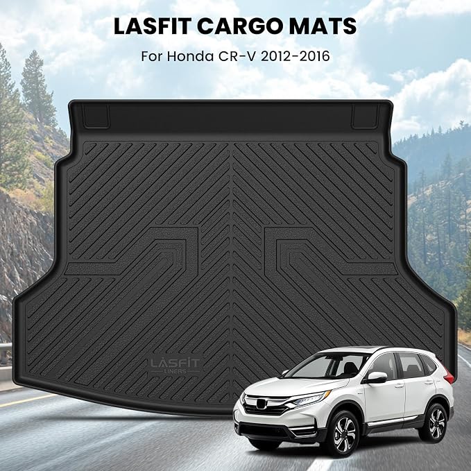 LASFIT Trunk Mat for Honda CRV 2012-2016, All Weather Custom Fit TPE Cargo Mat - Image 2