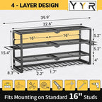 YYR 4 Layer Power Tool Organizer Wall Mount, Cordless Drill Hanger Storage Rack - Image 6