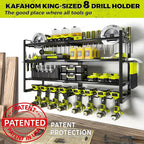 KAFAHOM Power Tool Organizer-8 Drill Holder Wall Mount, 4 Layer Heavy Duty - Image 2