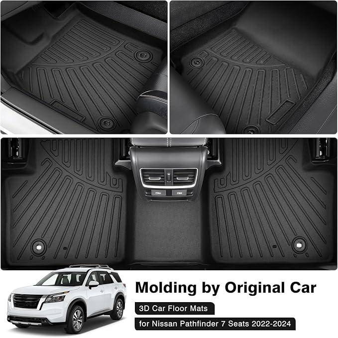 Powerty Floor Mats for 2023-2025 Nissan Pathfinder 7 Seats Accessories All - Image 2
