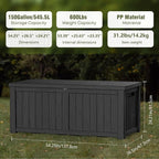 150 Gallon Lockable Resin Deck Box, Waterproof & UV-Resistant Outdoor Storage - Image 2