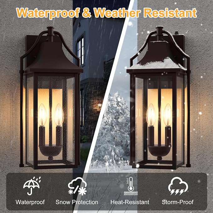  Outdoor Wall Sconce Fixtures, Dusk to Dawn Patio Lights Waterproof - Image 6