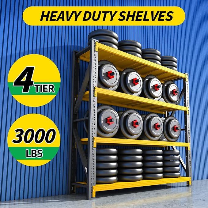 3000LBS Heavy Duty Storage Shelves, 4-Tier Adjustable Garage Organization - Image 5
