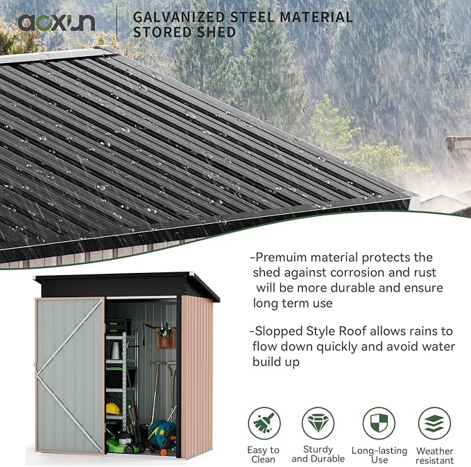 Aoxun 80 CU. FT Outdoor Storage Shed Waterproof Garden Metal Tool Shed - Image 2