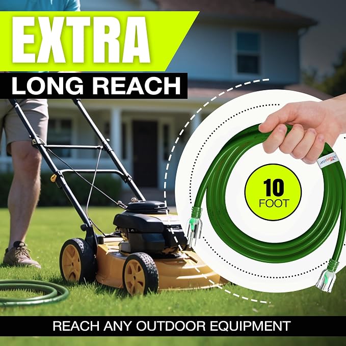 10ft Outdoor/Indoor Extension Cord 12/3 Gauge Extra Heavy Duty 3 Prong SJTW - Image 6