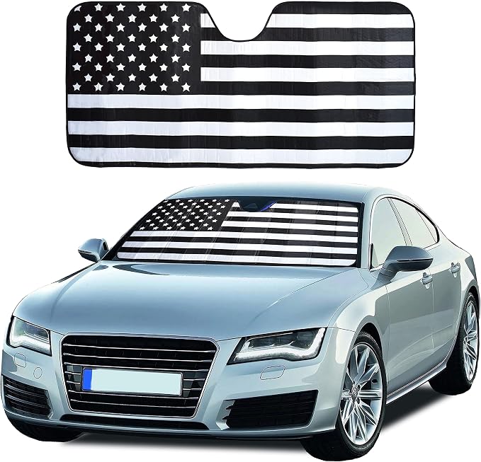 EcoNour Accordion Car Windshield Sun Shade American Flag Design | Reflective by EcoNour
