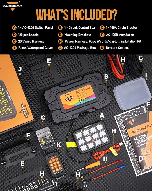 Auxbeam 12 Gang Switch Panel Bluetooth RGB AC-1200 - Image 9