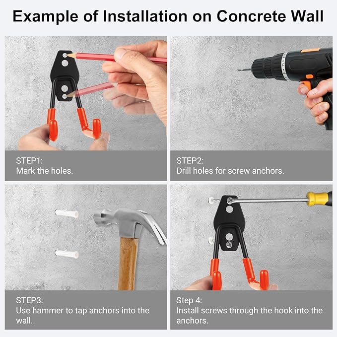 Steel Garage Hooks Wall Tool Organizer, 10 Pack Garage Storage Hook Heavy Duty - Image 4