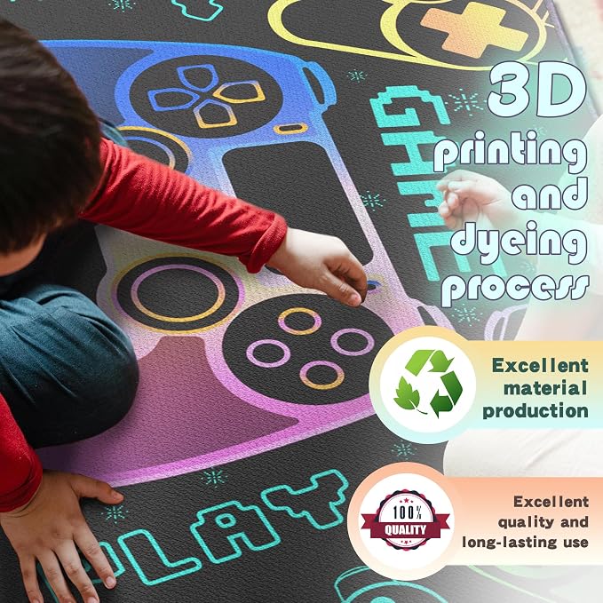 Play Gaming Rug for Bedroom Gamer Mat Gamepad for Boys Room 2x3 for Playroom - Image 6