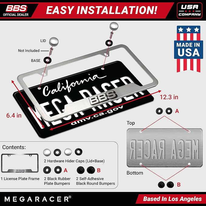 BBS Official Brushed Chrome Stainless Steel License Plate Frame – Made in USA – - Image 5