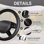 Car Pass Classical Leather Automotive Universal Steering Wheel Covers, - Image 5