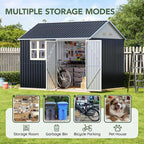 8x10 FT Outdoor Metal Storage Shed, Single Door, 1 Clear Window, Tool Shed - Image 4