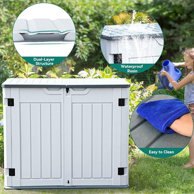 YITAHOME Outdoor Resin Storage Sheds, 39 in Height Lockable Waterproof - Image 5